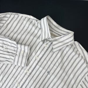 Burberry London Shirt Mens XXL Striped Button Up Long Sleeve Logo Made In UK